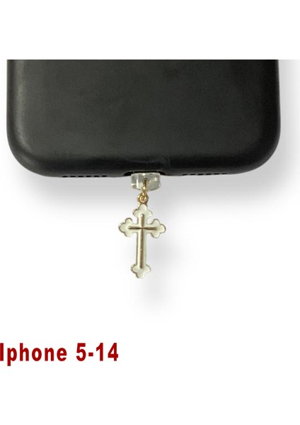 Iphone 5-14 Çelik Takı Figürlü Telefon Şarj Portu Toz Tıpası Toz Tıkacı Charm IPGL9016