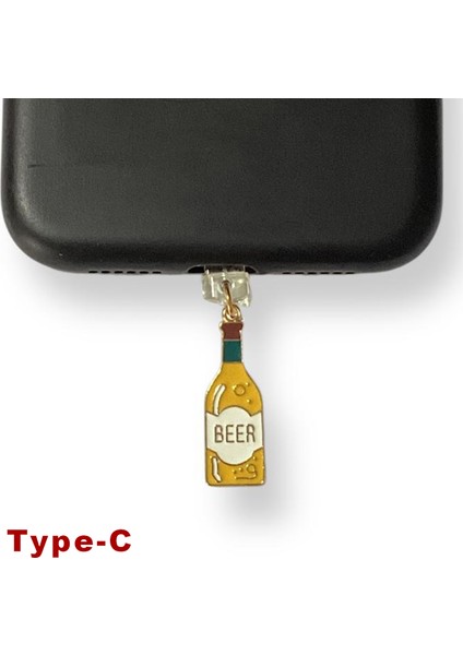 Type-C Çelik Takı Figürlü Telefon Şarj Portu Toz Tıpası Toz Tıkacı Charm IPGL9126