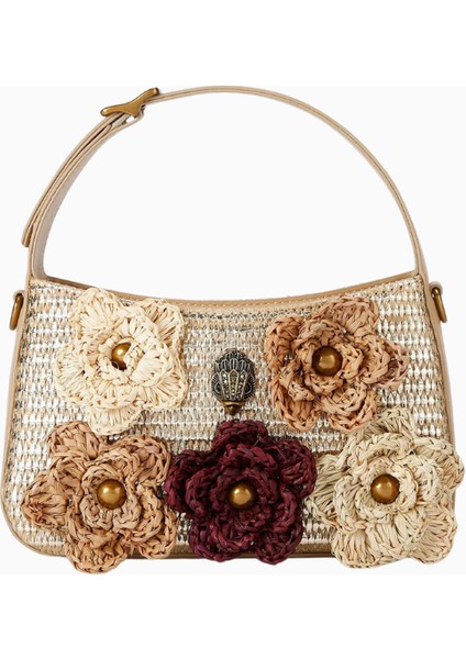 Mini Bond Flower El Çantası, Jüt & Polyester Şık Tasarım