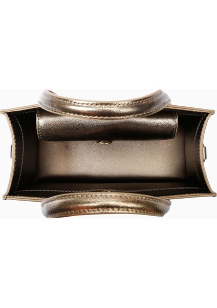 Mini Bond Bronz Deri Çanta Ayarlanabilir Askılı ve Taş Detaylı modelleri