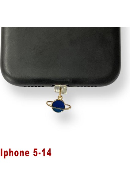 Iphone 5-14 Çelik Takı Figürlü Telefon Şarj Portu Toz Tıpası Toz Tıkacı Charm IPGL9007