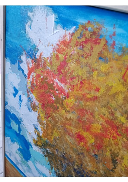 Orjinal Yağlı Boya Tablo Dokulu Kabartmalı Ahşap Çerçeveli Ressam El Emeği Tuyb Sanat Eseri 50X85CM fırsatları