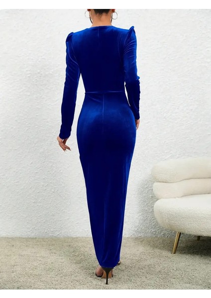 Kadın Uzun Kollu Bisiklet Yaka Önden Büzgü Detaylı Önden Çapraz Detay