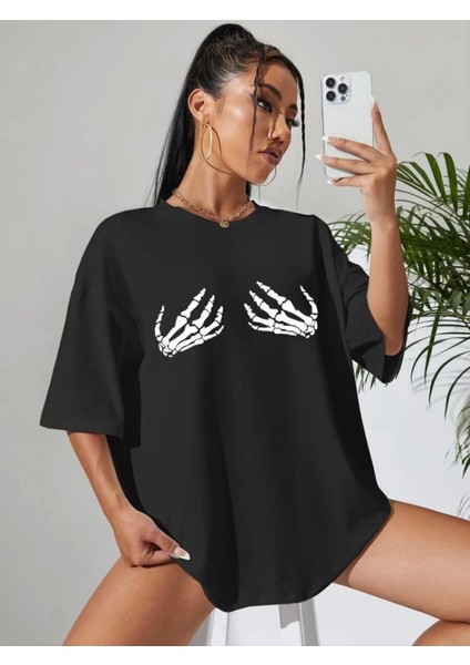 Baskılı T-Shirt - Siyah modelleri