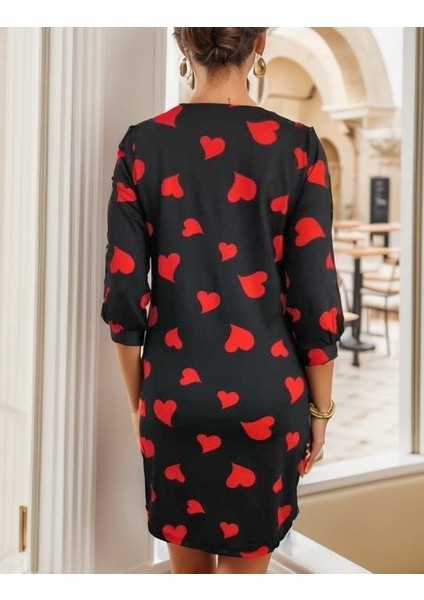 Kadın Uzun Kollu Bisiklet Yaka Dalgıç Mini Boy Elbise