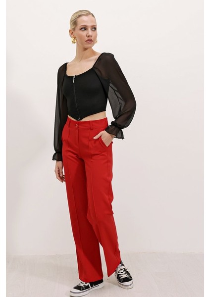 Siyah Şifon Önü Fermuarlı Bluz 0496 fırsatları