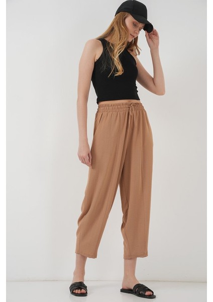 6591 Dokuma Şalvar Pantolon - Camel