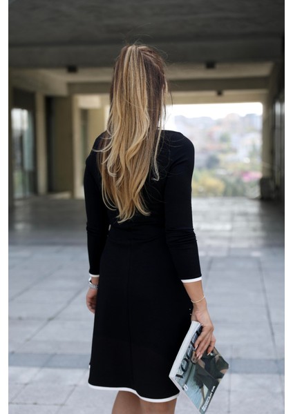 Kadın Uzun Kollu Derin Yuvarlak Yakalı Kısa Viskon Iki Iplik Elbise fırsatları