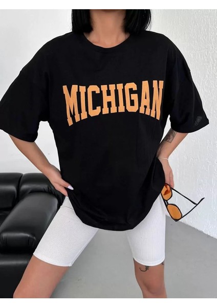 Unisex Bisiklet Yaka Baskılı Oversize T-Shirt - Beyaz fiyatları