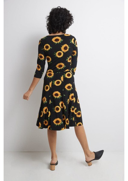 Kadın Truvakarkol Bisiklet Yaka Midi Mikro Elbise fırsatları