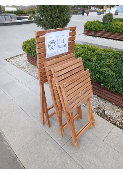 Ahşap Balkon Bahçe Mutfak Katlanır Masa Sandalye Takımı 3 Lü Bistro Set Dış Cephe Koruma Vernikli fırsatları