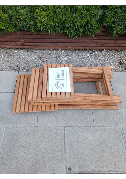 Ahşap Balkon Bahçe Mutfak Katlanır Masa Sandalye Takımı 3 Lü Bistro Set Dış Cephe Koruma Vernikli indirimleri