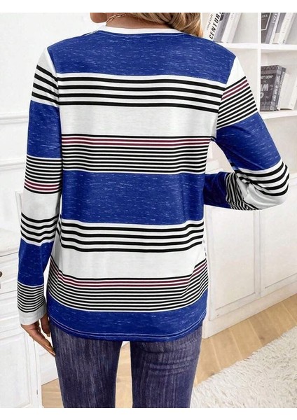 Kadın Uzun Kollu Bisiklet Yaka Düğme Detaylı Desenli Süprem Bluz fiyatları