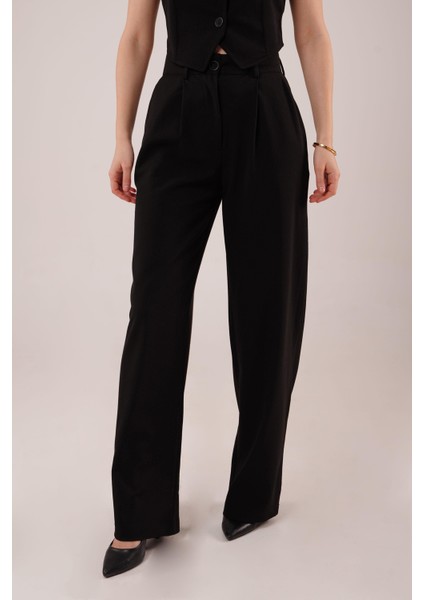 Premium Model Oturtmalı Siyah Pantolon