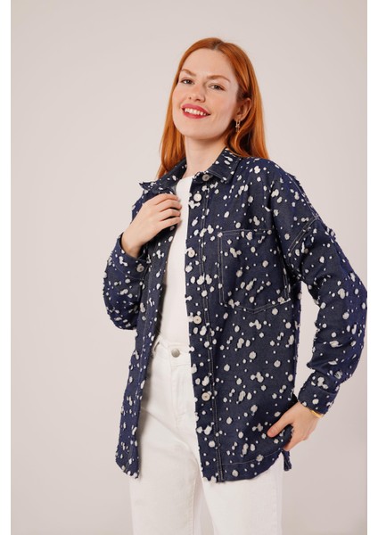 Eskitme Görünümlü Denim Mavi Gömlek indirimleri