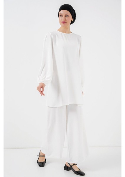 Ayrobin Tunik Pantolon Alt Üst Takım 6712 - Beyaz modelleri