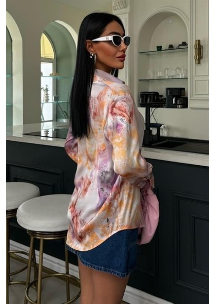 Batik Desenli Saten Gömlek 3409 fırsatları