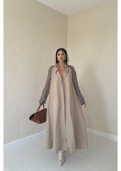 Taba Kapüşonlu Uzun Trençkot fiyatları