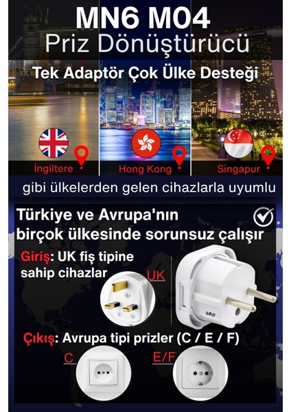 M04 Priz Dönüştürücü/5 Adet/a-Kalite Fiş Çevirici Adaptör-Şarj Aleti Fiş Dönüştürücü modelleri