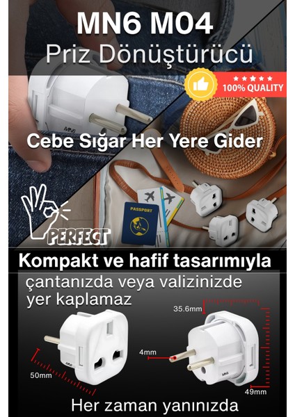 M04 Priz Dönüştürücü/2 Adet/a-Kalite Fiş Çevirici Adaptör-Şarj Aleti Fiş Dönüştürücü