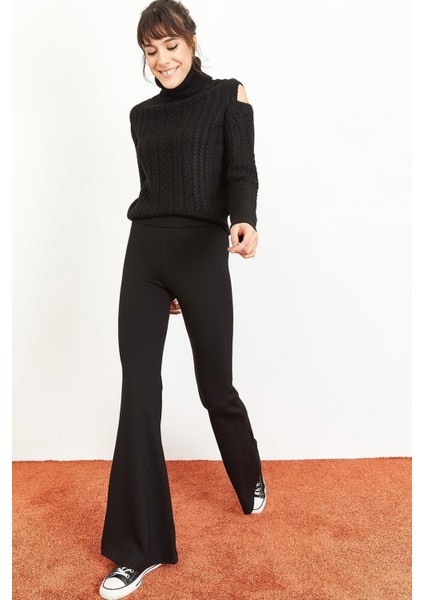 Kadın Siyah Ispanyol Paça Çelik Örme Toparlayıcı Tayt fırsatları