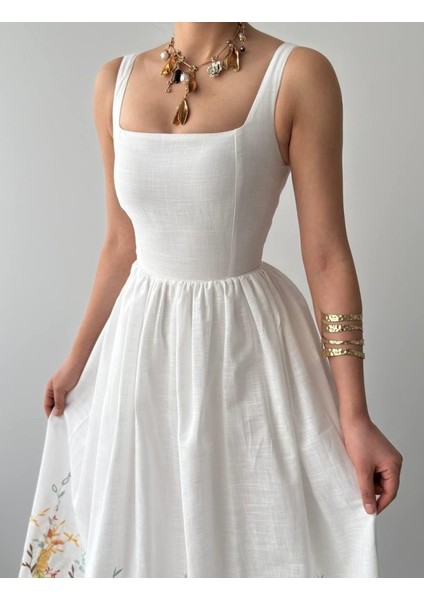 Mazi Çiçek Desenli Elbise