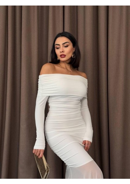 Tül Detaylı Straplez Elbise modelleri