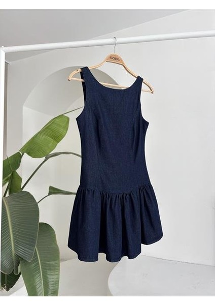 Balon Etekli Tensel Mini Elbise 2887