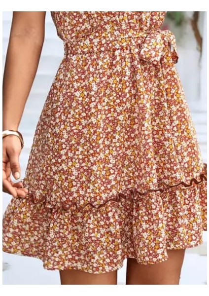 Kadın Eteği Volanlı Halter Yaka Süprem Elbise modelleri