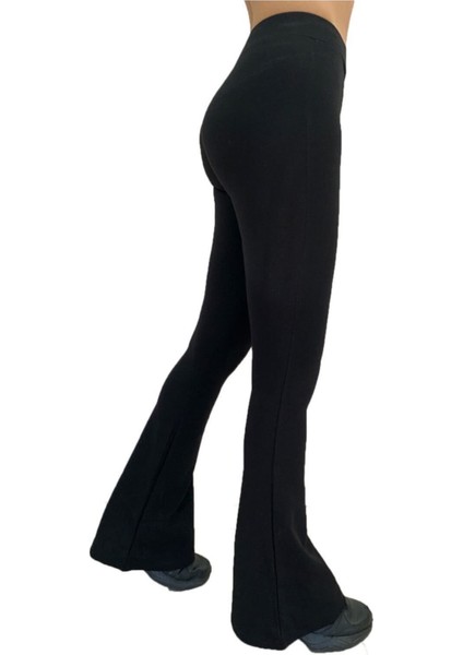 Kadın Siyah Ispanyol Paça Tayt