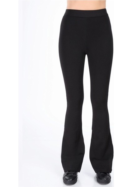 Kadın Siyah Ispanyol Paça Çelik Örme Tayt fırsatları