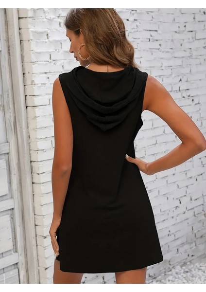 Kadın Kolsuz Kapşonlu Uzun Viskon Elbise fiyatları