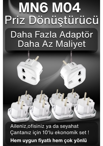 M04 Priz Dönüştürücü/10 Adet/a-Kalite Fiş Çevirici Adaptör-Şarj Aleti Fiş Dönüştürücü