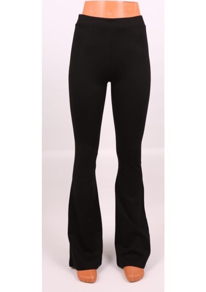 Kadın Siyah Renk Ispanyol Paça Tayt Pantolon