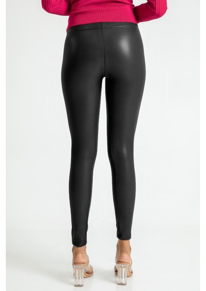 Kadın Siyah Içi Peluşlu Kışlık Suni Deri Ekstra Yüksek Bel Toparlayıcı Tayt modelleri