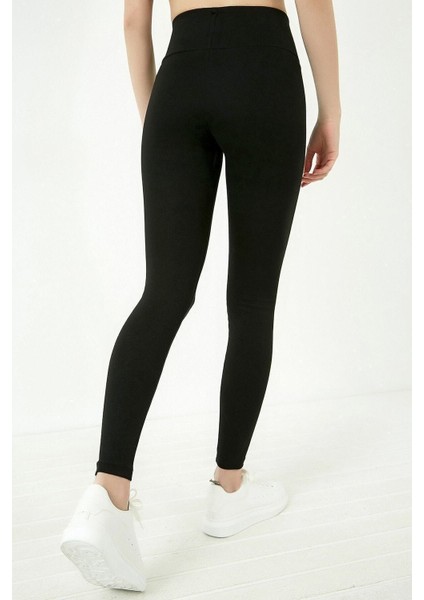 Kadın Siyah Yüksek Bel Likralı Viskon Tayt 20KTY574K102