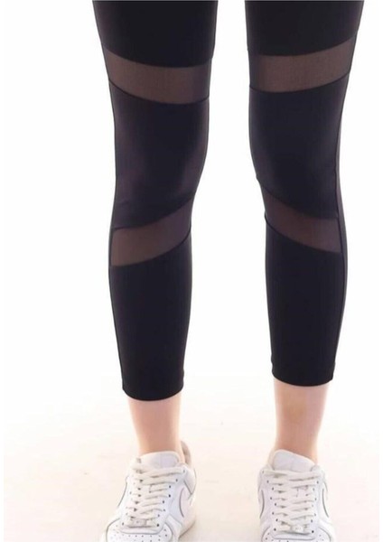 Yüksek Bel, Kemerli Tül Detaylı Toparlayıcı Tayt fırsatları