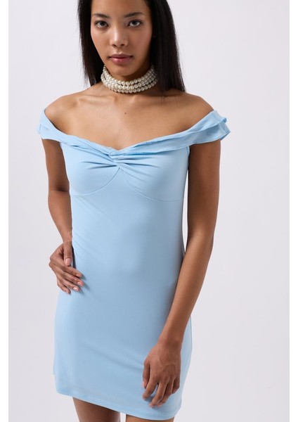 Büzgü Detay Omuz Askılı Mini Elbise modelleri