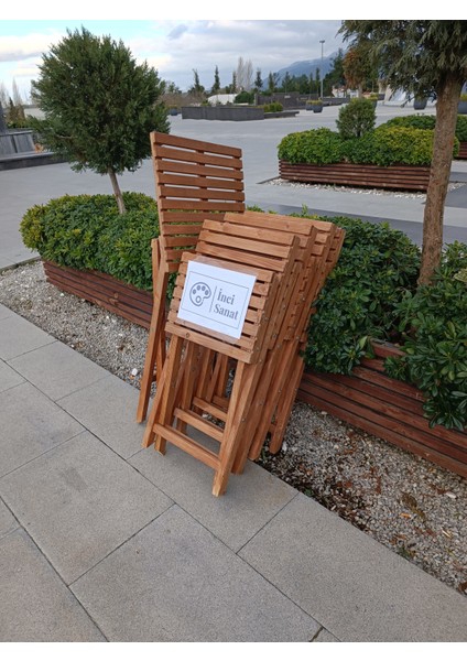 Ahşap Balkon Bahçe Mutfak Katlanır Masa Sandalye Takımı 5 Li Bistro Set Koruma Vernikli Piknikte indirimleri