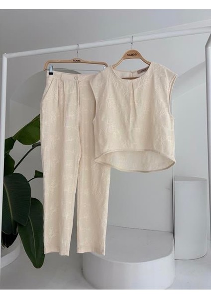 Shalina Süzüne Nakışlı Crop Takım 9796-08