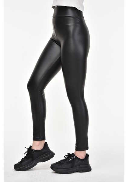 Siyah Içi Peluş Tüylü Yüksek Bel Deri Tayt fiyatları