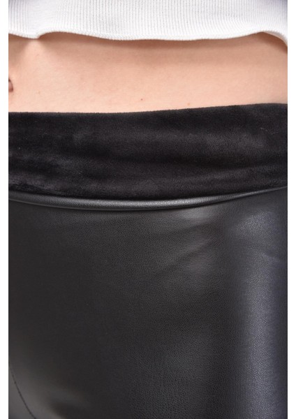 Siyah Içi Peluş Tüylü Yüksek Bel Deri Tayt fırsatları