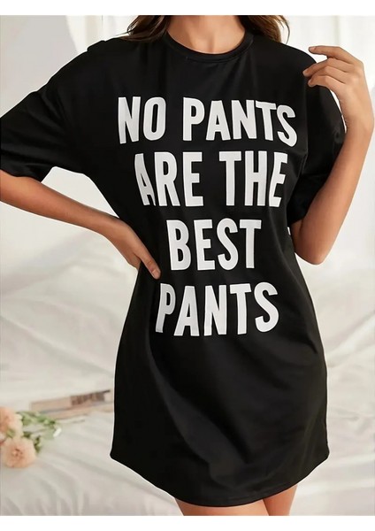 Kadın Kısa Kollu Yazı Baskılı Basic Mini Elbise indirimleri