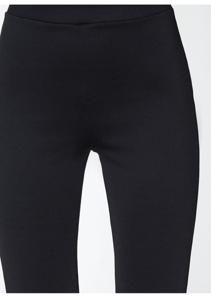 Kadın Siyah Ispanyol Paça Yüksek Bel Tayt Pantolon fırsatları