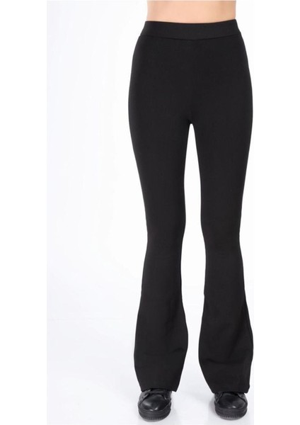 Kadın Siyah Ispanyol Paça Çelik Örme Tayt fiyatları