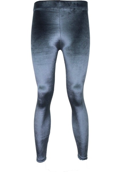 Kadın Gri Kadife Parlak Disko Tayt