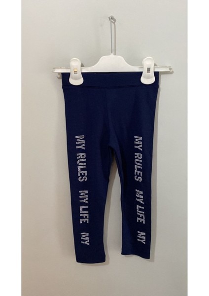 Kız Çocuk My Rules My Life Baskılı Tayt