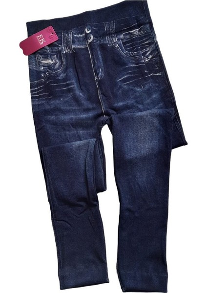 Kadın Lacivert Kot Görünümlü Likralı Tayt indirimleri