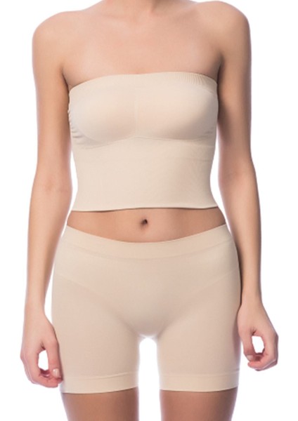 Kadın Ten Dikişsiz Şort Tayt 2029
