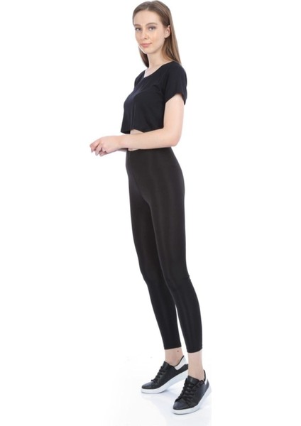 Kadın Siyah Parlak Yüksek Bel Toparlayıcı Disko Tayt fırsatları